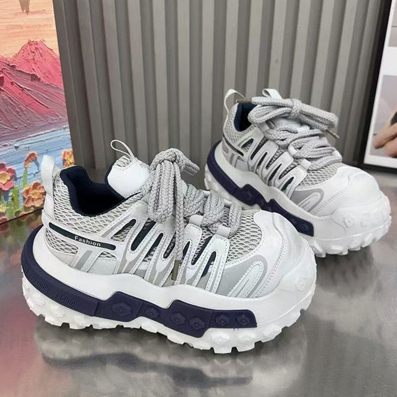 Sewing Latex - 여성용 고품질 청키 스니커즈, 빅헤드 메쉬