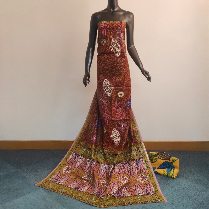 46인치 * 6야드 녹색 잎사귀 프린트 레드 아프리카  - Sewing Batik Fabric 리뷰 및 가격