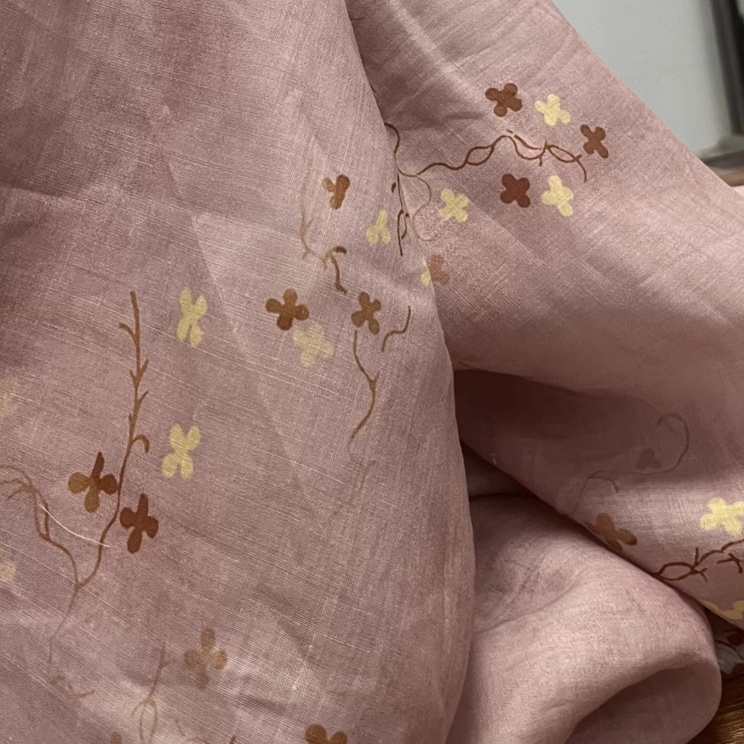 보헤미안 스타일의 라미 린넨 원단, 옅은 분홍색, 벚꽃 - Vintage Sewing Textile 리뷰 및 가격
